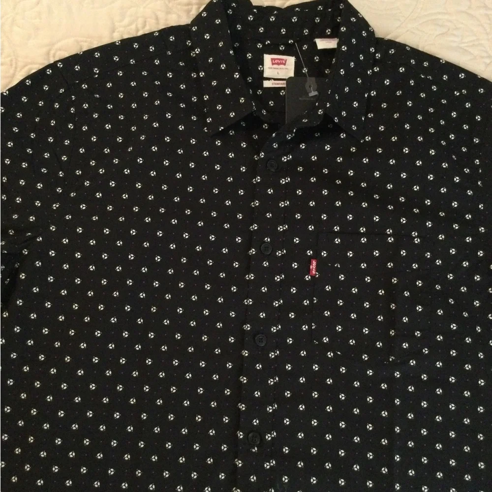 Men's Black and White Patterned Shirt - Picture 3 of 6